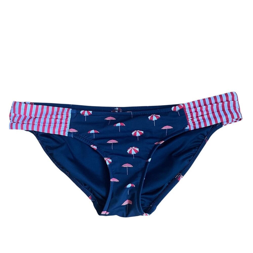 Seafolly Women's Riviera Ruched Side Red White Blue Bikini Bottoms M